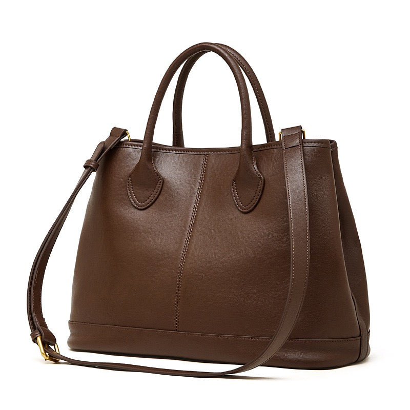 Women's Full-Grain Cowhide Structured Work Satchel