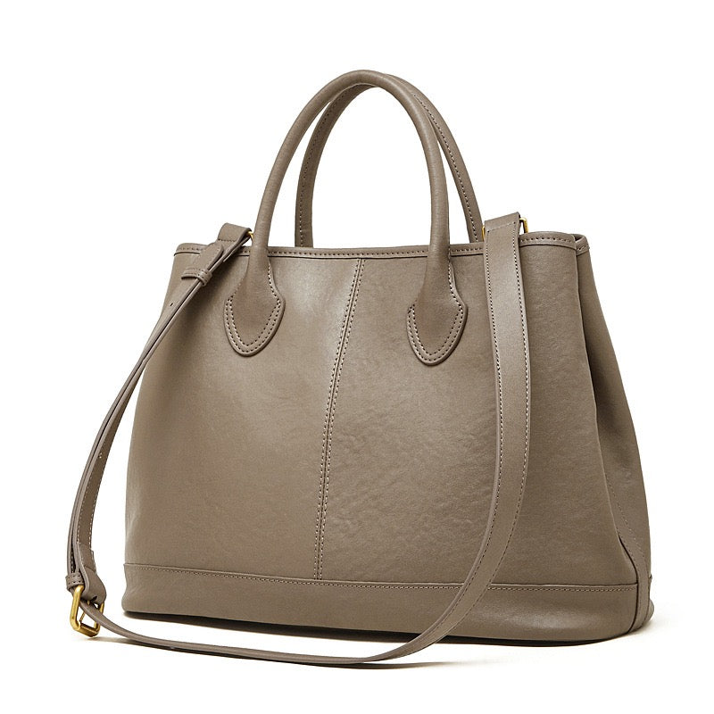 Women's Full-Grain Cowhide Structured Work Satchel