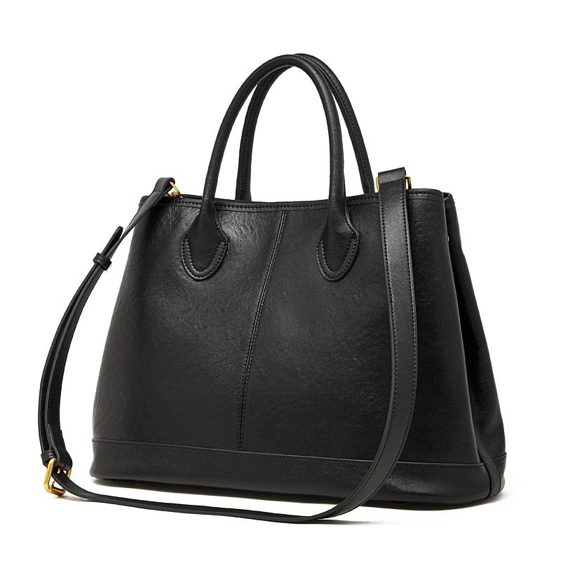 Women's Full-Grain Cowhide Structured Work Satchel