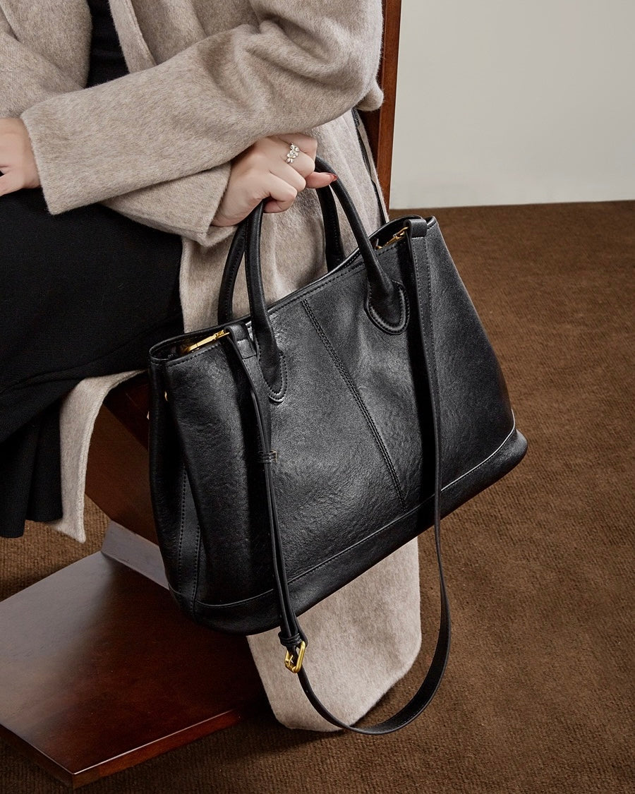 Women's Full-Grain Cowhide Structured Work Satchel