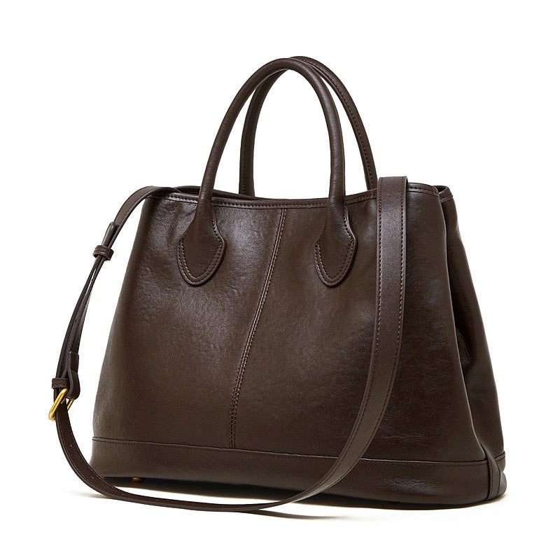 Women's Full-Grain Cowhide Structured Work Satchel