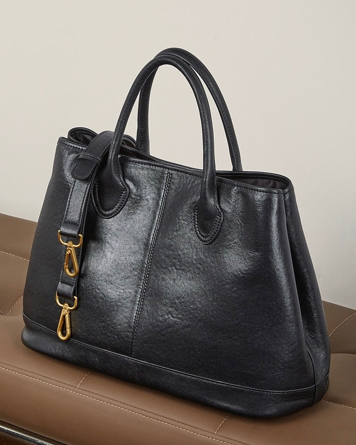 Women's Full-Grain Cowhide Structured Work Satchel
