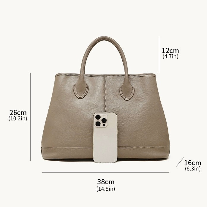 Women's Full-Grain Cowhide Structured Work Satchel