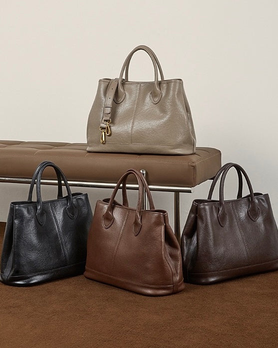 Women's Full-Grain Cowhide Structured Work Satchel