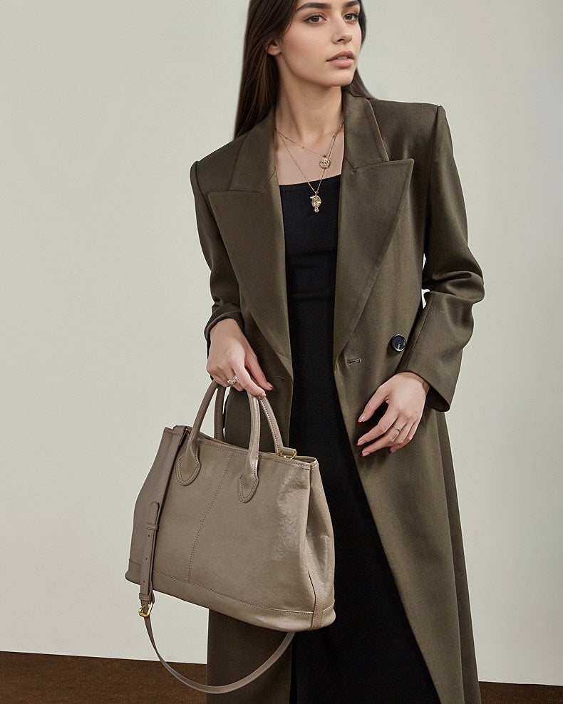 Women's Full-Grain Cowhide Structured Work Satchel