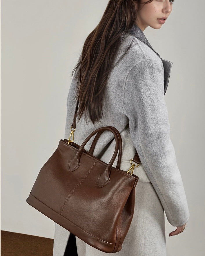 Women's Full-Grain Cowhide Structured Work Satchel