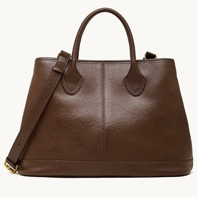 Women's Full-Grain Cowhide Structured Work Satchel