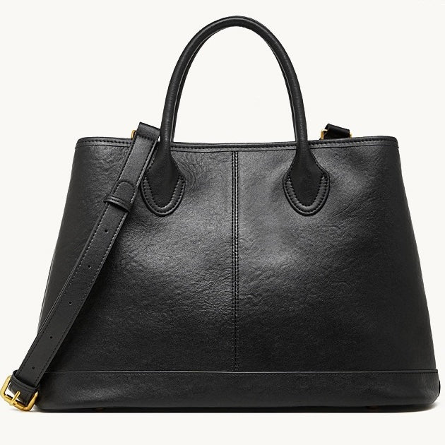 Women's Full-Grain Cowhide Structured Work Satchel