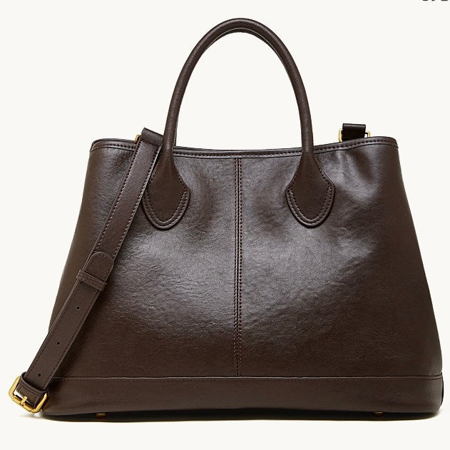 Women's Full-Grain Cowhide Structured Work Satchel