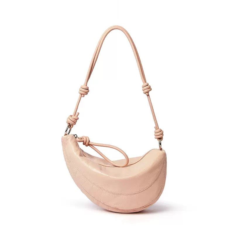 Women's Genuine Leather Dumpling Saddle Shoulder Crossbody Bag