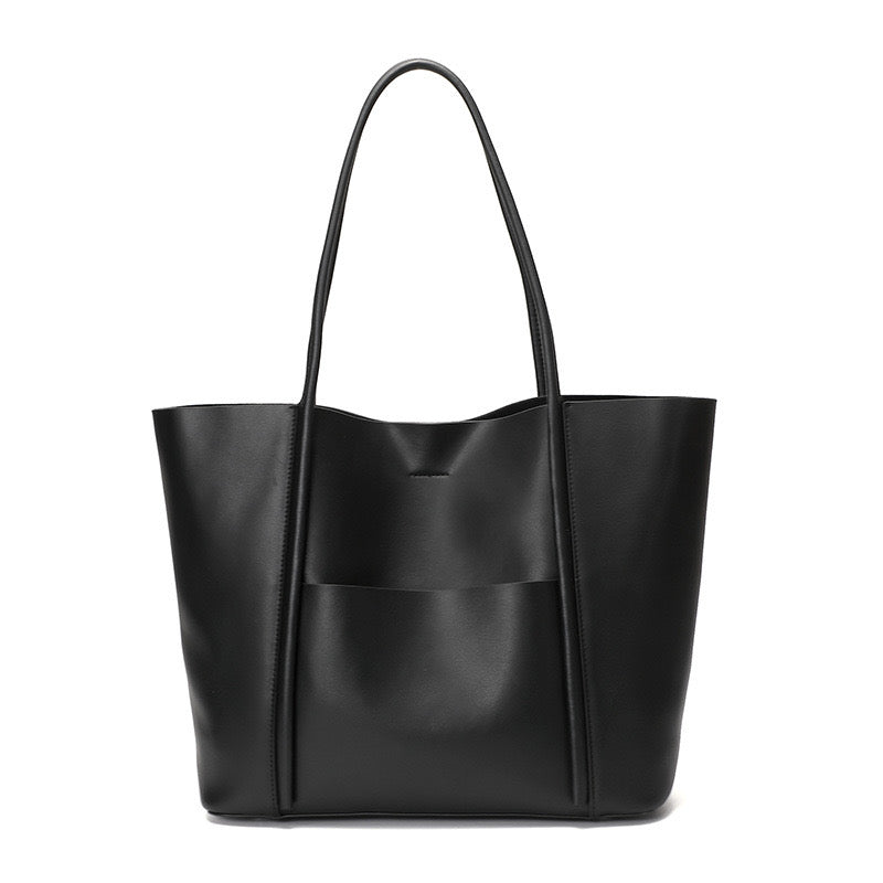 Women's Genuine Leather Summer Tote Bag with Zipper Compartments