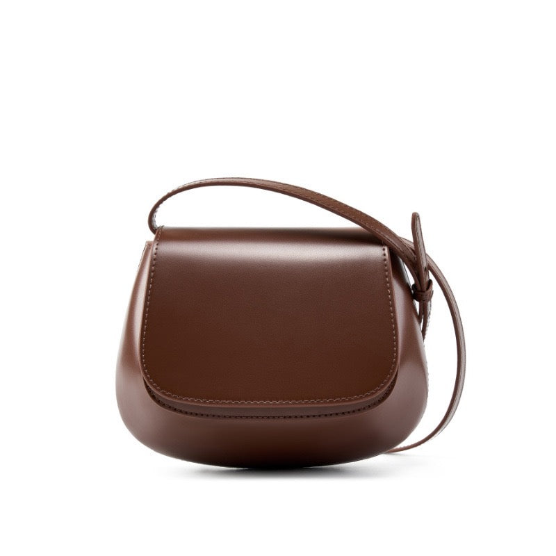 Women's Genuine Leather Saddle Crossbody Bag with Magnetic Closure