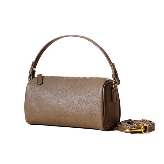 Women's Genuine Leather Quilted Crossbody Clutch Bag with Chain Strap