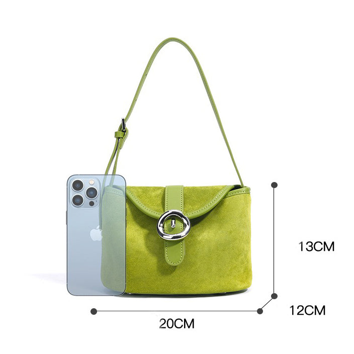 Women's Genuine Leather Colorblock Saddle Crossbody Bag