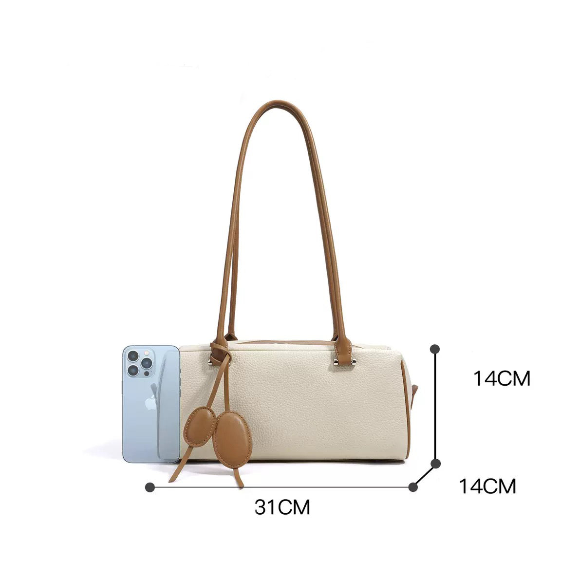 Women's Genuine Leather Pendant Baguette Shoulder Bag