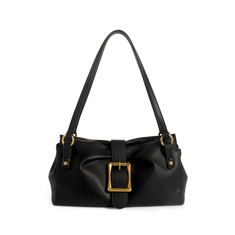 Women's Genuine Leather Baguette Bag with Handheld and Underarm Carry