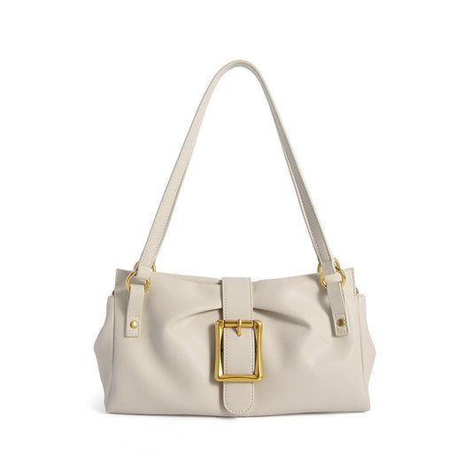 Women's Genuine Leather Baguette Bag with Handheld and Underarm Carry