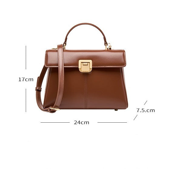 Women's Genuine Leather Horseshoe Buckle Handbag with Crossbody Strap