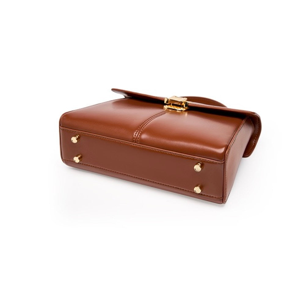 Women's Genuine Leather Horseshoe Buckle Handbag with Crossbody Strap