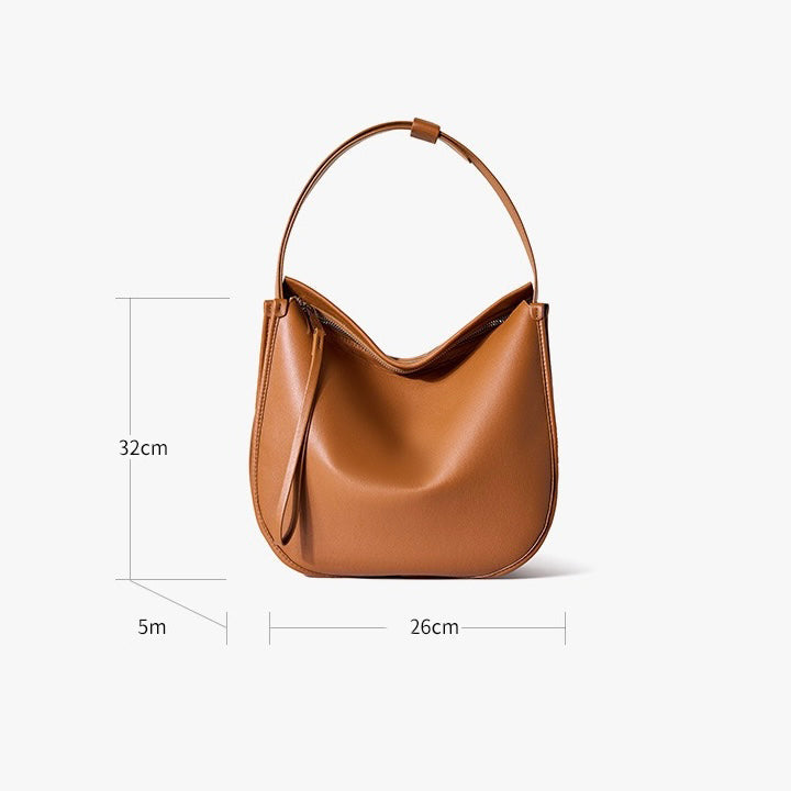 Women's Genuine Leather Soft Tote Bag with Large Capacity and Zipper Closure