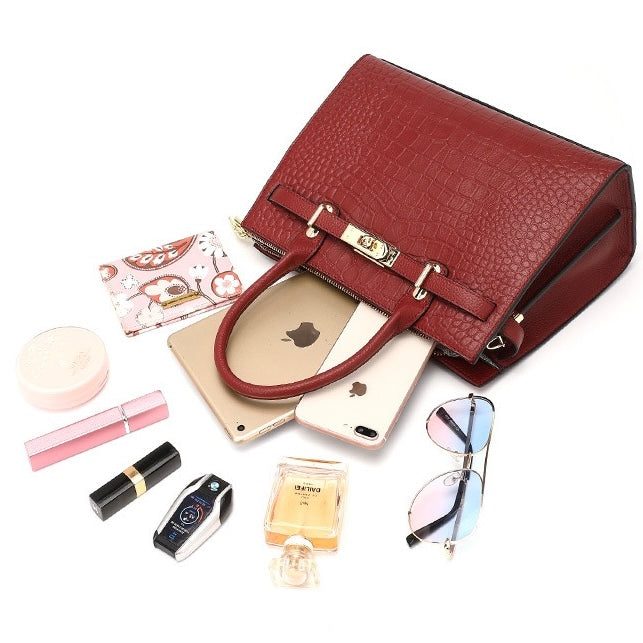 Women's Genuine Leather Classic Crossbody Tote Bag with Adjustable Strap