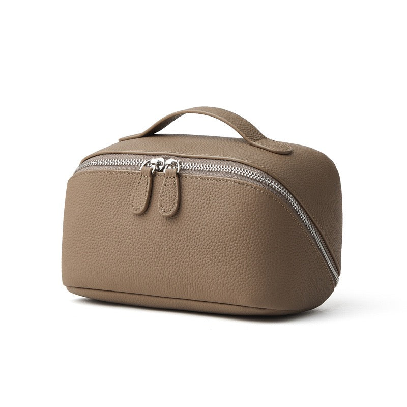 Women's Genuine Leather Textured Cosmetic Clutch Bag