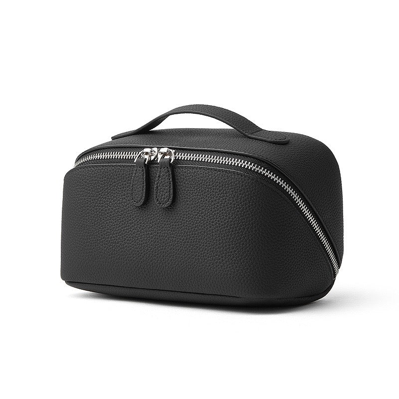 Women's Genuine Leather Textured Cosmetic Clutch Bag