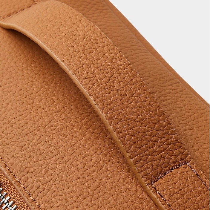 Women's Genuine Leather Textured Cosmetic Clutch Bag