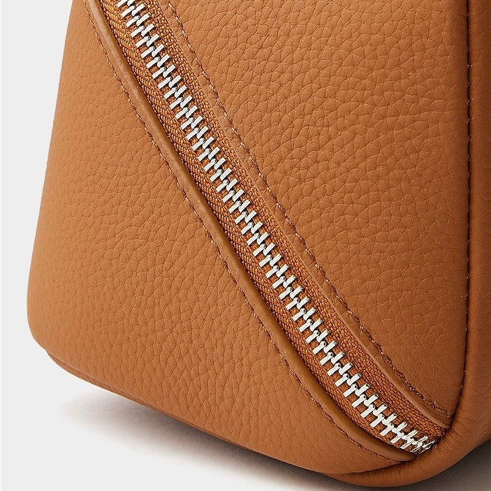 Women's Genuine Leather Textured Cosmetic Clutch Bag