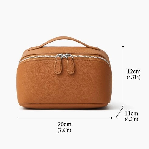 Women's Genuine Leather Textured Cosmetic Clutch Bag