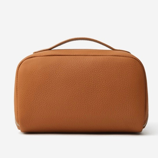 Women's Genuine Leather Textured Cosmetic Clutch Bag