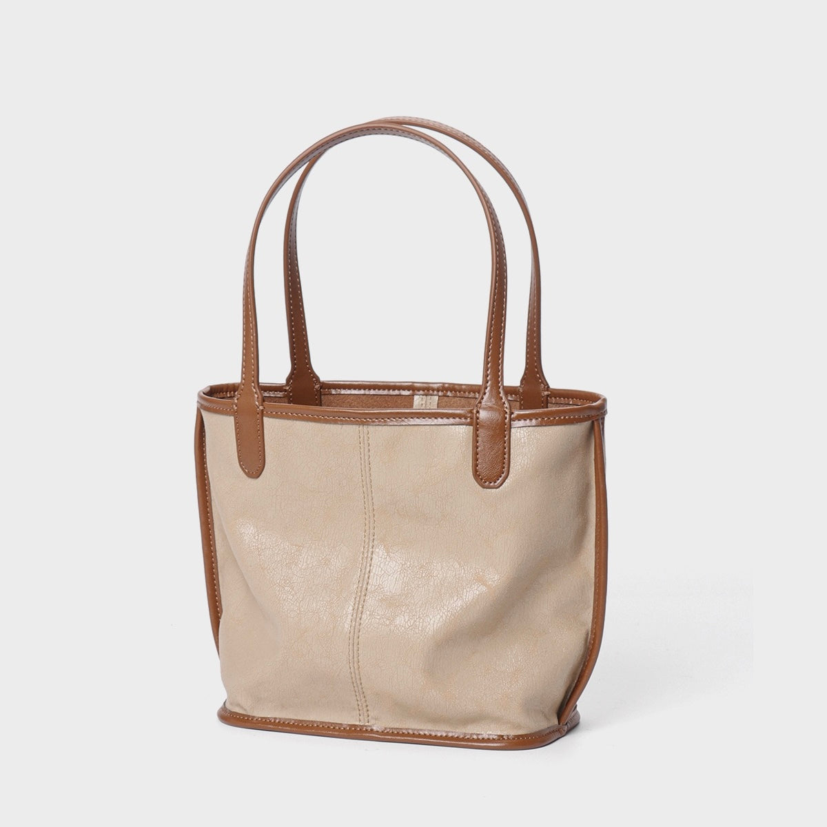 Women's Genuine Leather Vintage Basket Tote Bag with Pouch