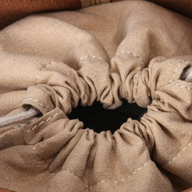 Women's Genuine Leather Vintage Basket Tote Bag with Pouch