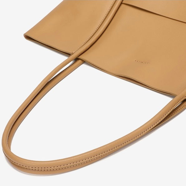 Women's Genuine Leather Summer Tote Bag with Zipper Compartments