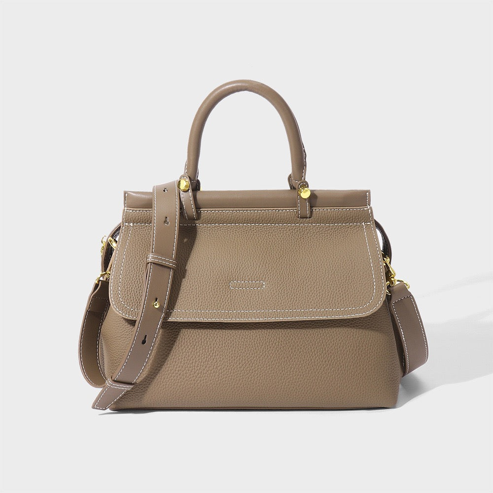 Women's Genuine Leather Structured Commuter Handbag