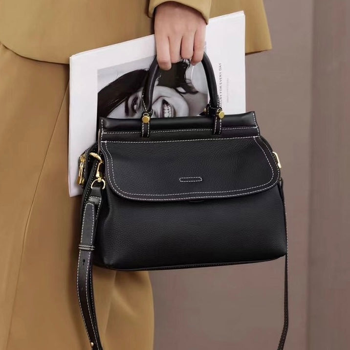 Women's Genuine Leather Structured Commuter Handbag