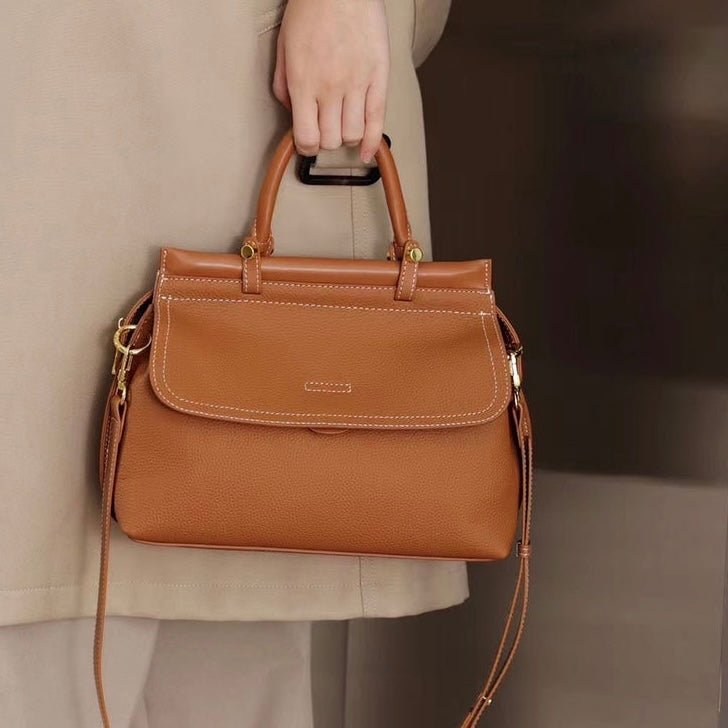 Women's Genuine Leather Structured Commuter Handbag