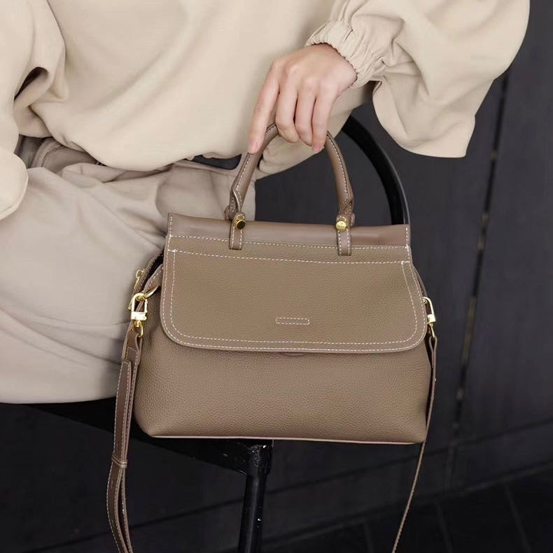 Women's Genuine Leather Structured Commuter Handbag