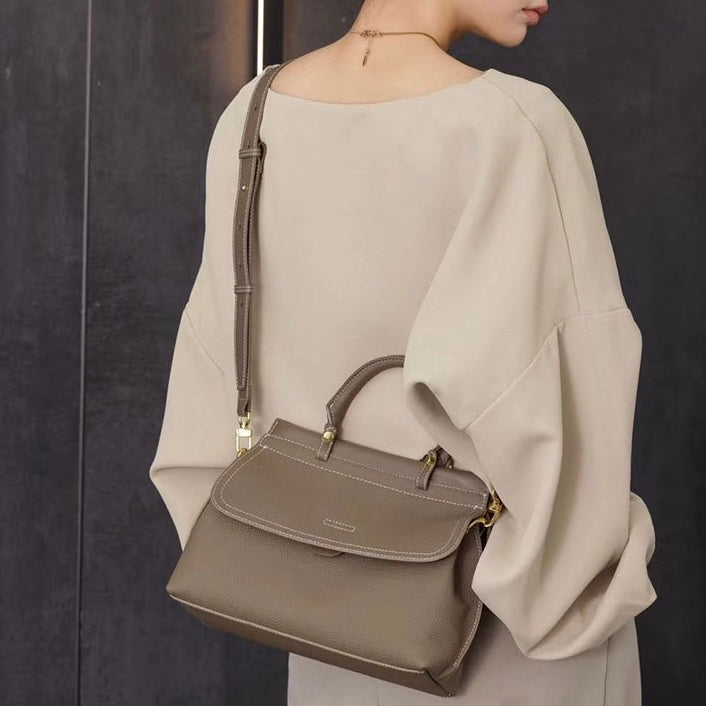 Women's Genuine Leather Structured Commuter Handbag