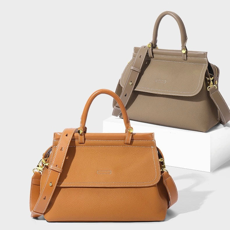 Women's Genuine Leather Structured Commuter Handbag