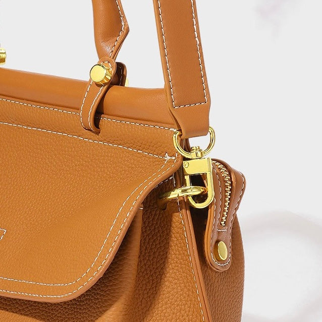 Women's Genuine Leather Structured Commuter Handbag