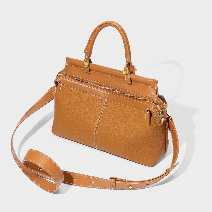 Women's Genuine Leather Structured Commuter Handbag