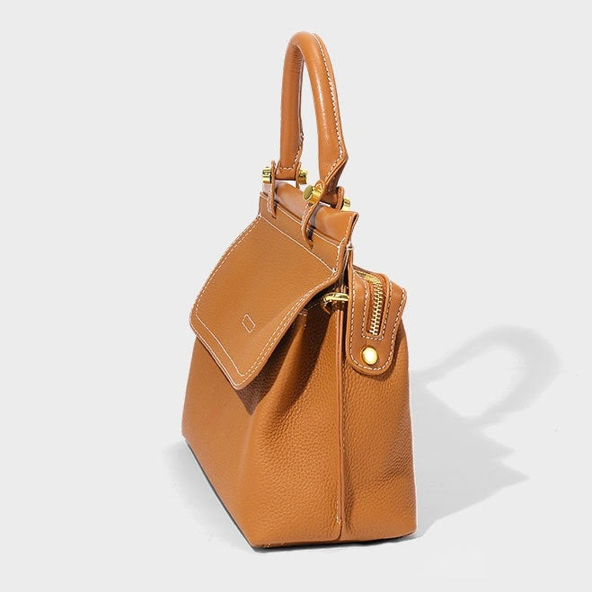 Women's Genuine Leather Structured Commuter Handbag