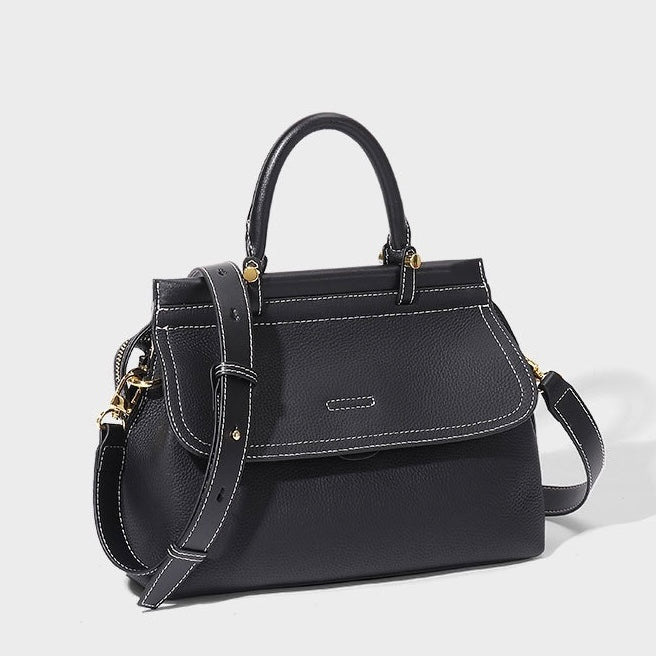 Women's Genuine Leather Structured Commuter Handbag