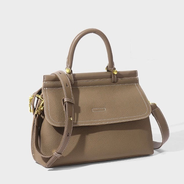 Women's Genuine Leather Structured Commuter Handbag