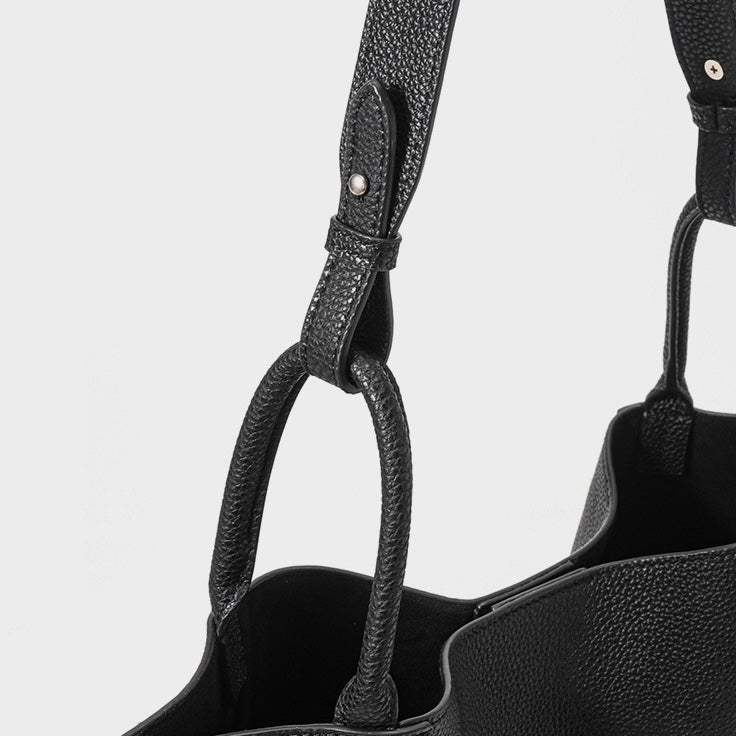 Women's Genuine Leather Contrast Stitch Large Tote Bag