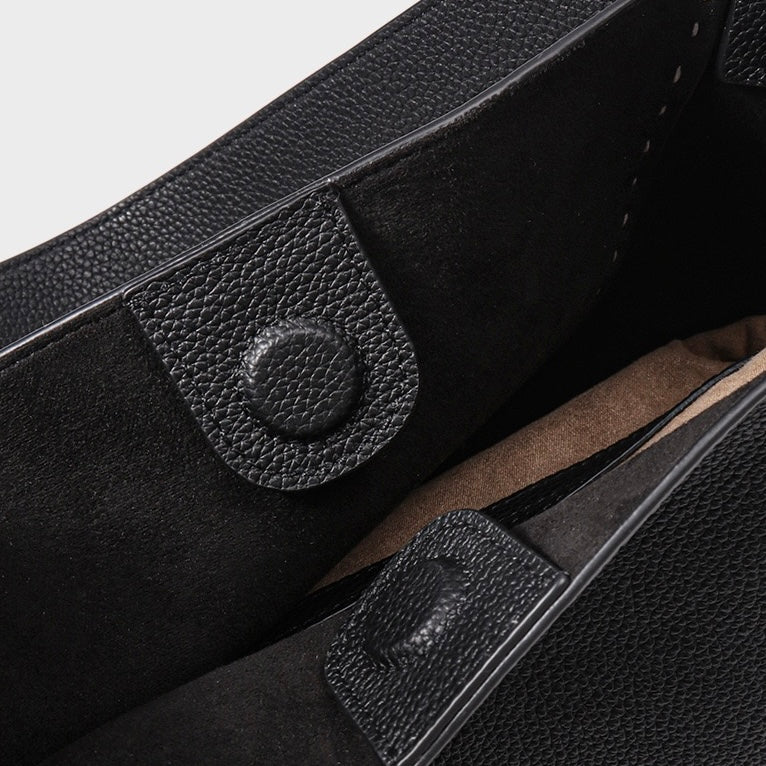 Women's Genuine Leather Contrast Stitch Large Tote Bag