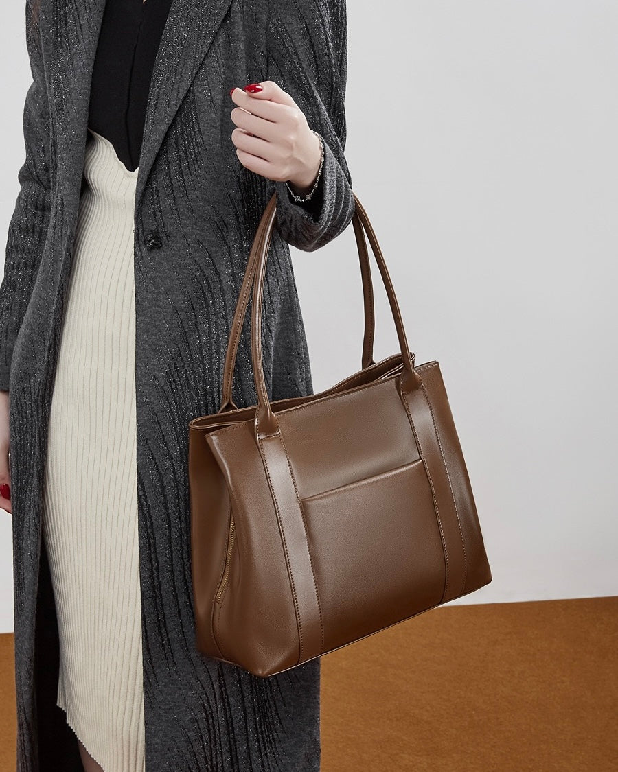 Women's Full-Grain Cowhide Structured Office Tote