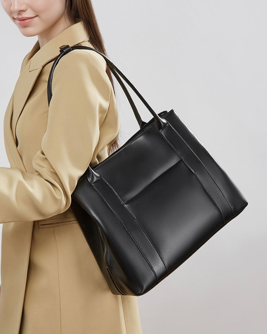 Women's Full-Grain Cowhide Structured Office Tote