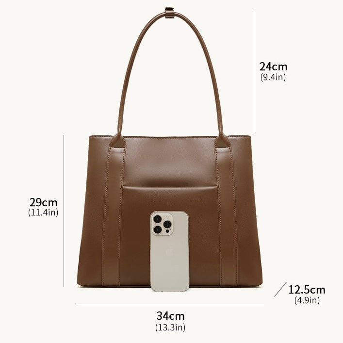 Women's Full-Grain Cowhide Structured Office Tote